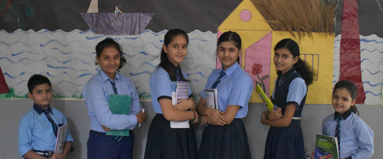 School building with students